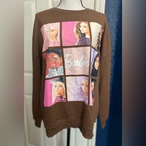 Barbie Graphic Sweatshirt Brown with Pink Panels